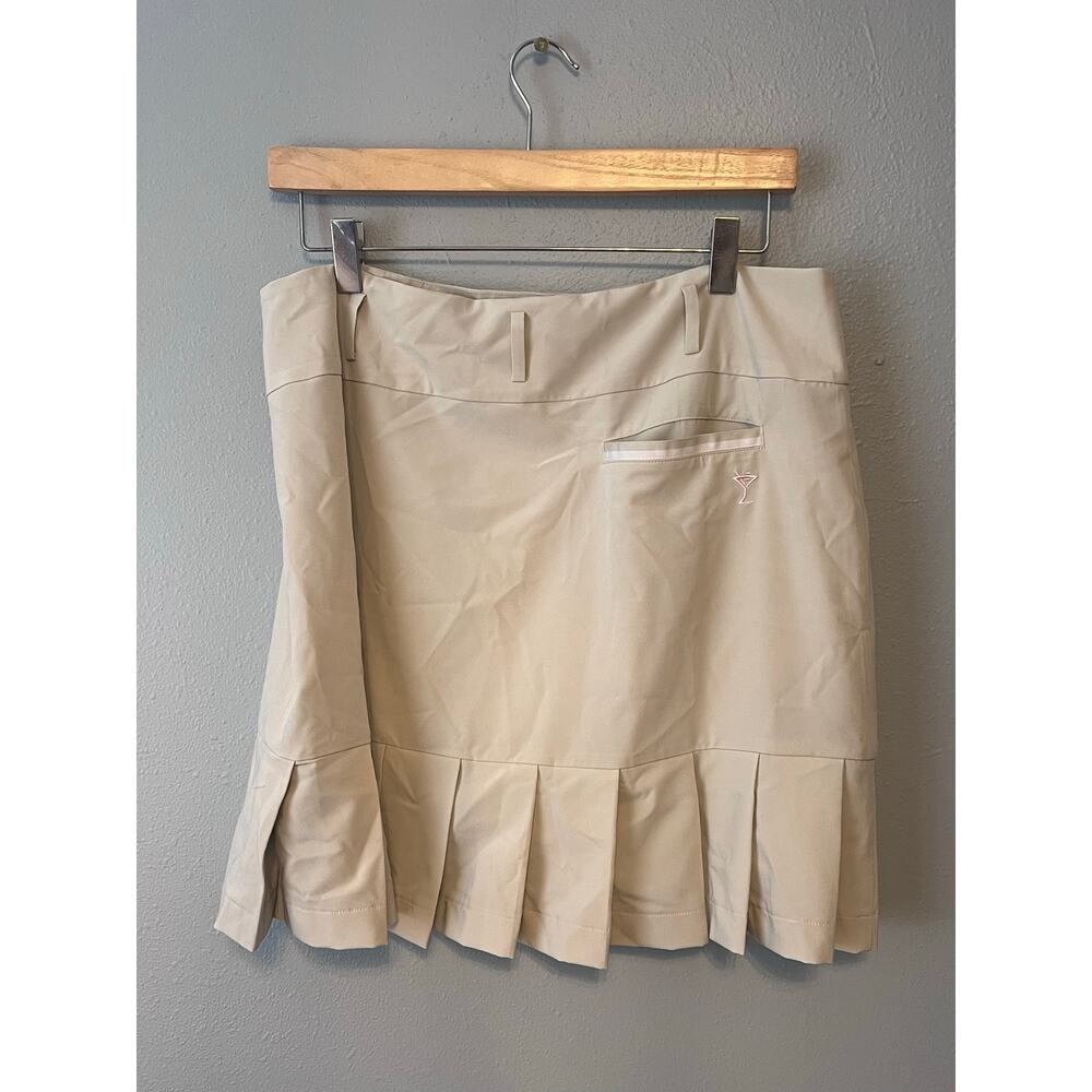 Golftini Women’s Sz 12 Ruffled Pleated Golf Skirt Skort Beige Cream Preppy Luxe - Picture 10 of 10